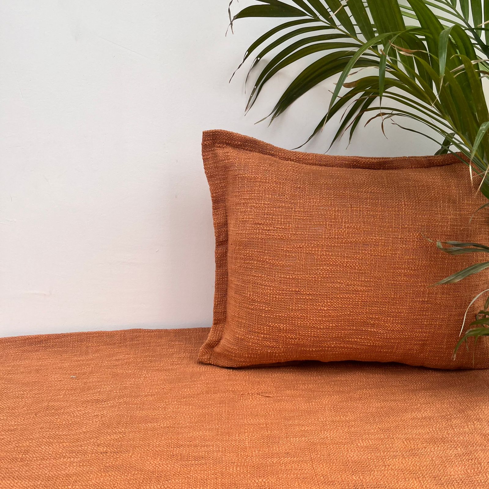 Bed Cover for Ads Size: 274cm x 274cm (108" x 108") Material: Slub Cotton in just Rs. 2500.00, (Rust slub cotton Bed Cover by Export House )