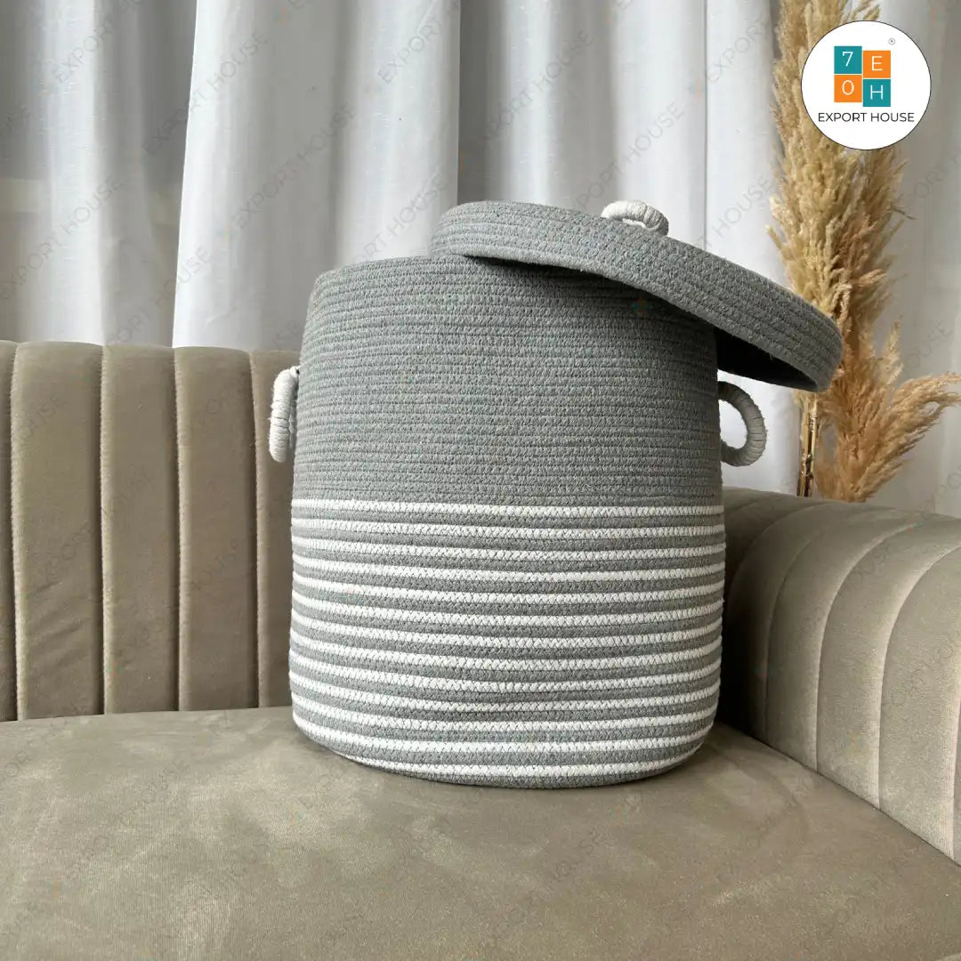 Cotton Rope Basket Rope Basket, Size:33cm X 40cm (13" X 16")