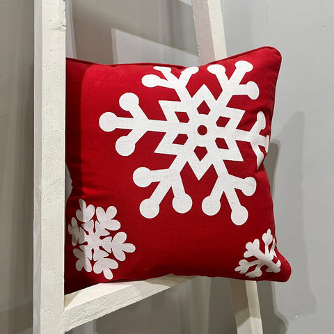Christmas Cushion Cover Size: 40cm X 40cm (16" X 16") Material: Cotton in just Rs. 250.00, (Christmas snowflakes Cushion Cover by Export House )
