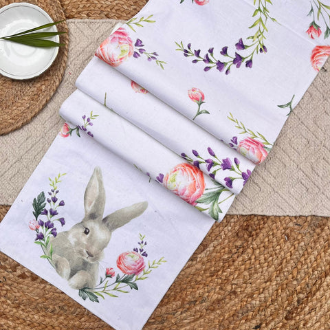 Table Runners Size: 30cm x 182cm (12" x 72") Material: Cotton in just Rs. 650.00, (Rabbit Table Runner by Export House )