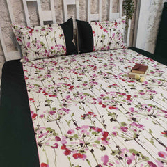 Bed Covers Size: 254cm x 274cm (100" x 108") Material: Cotton Style: Printed in just Rs. 3000.00, (Pink floral Bed Cover by Export House )