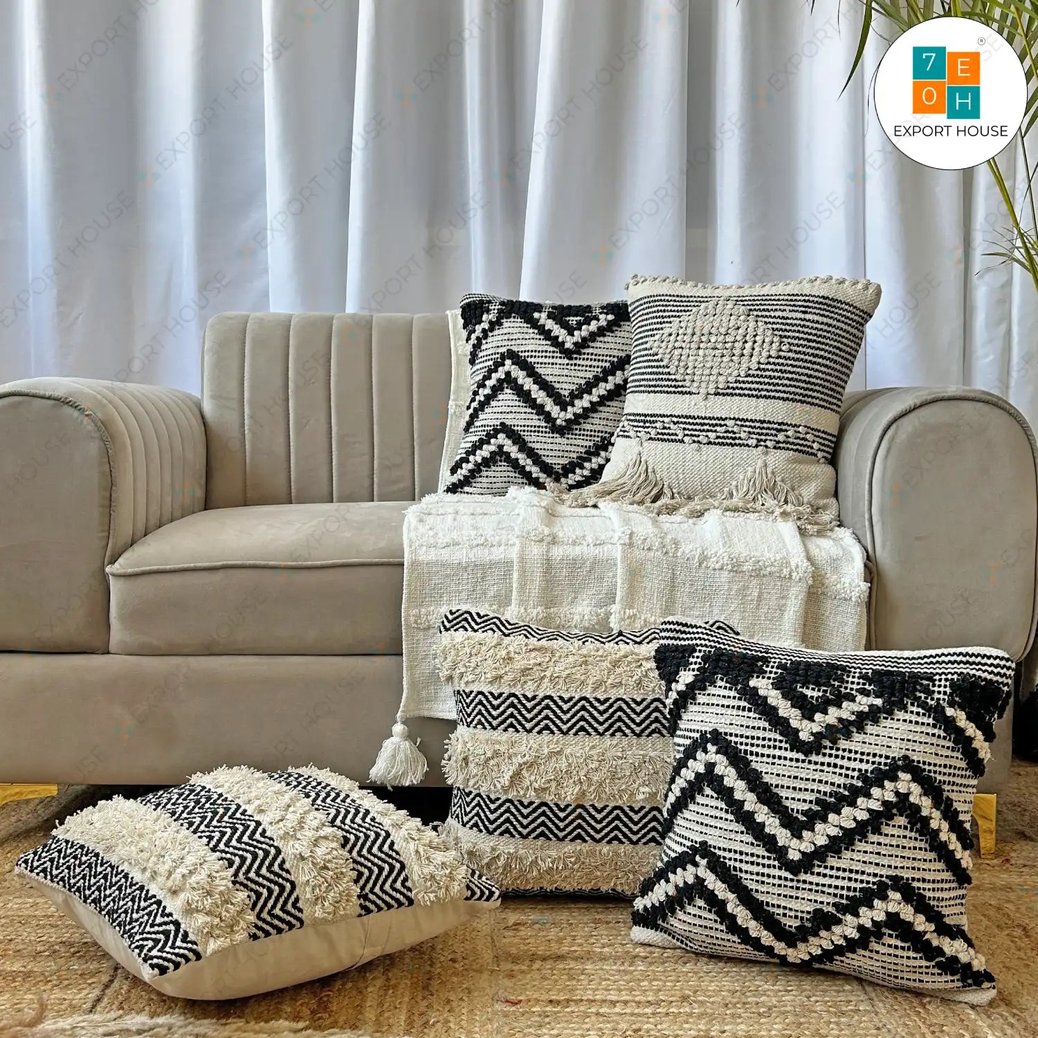 Export House: Sofa Cushion Cover Set - 5 Pieces