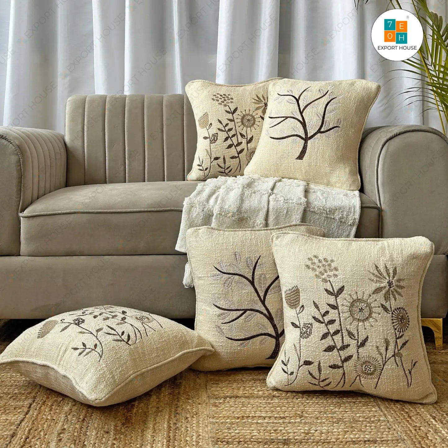 Embroidered Cushion Covers Set of 5