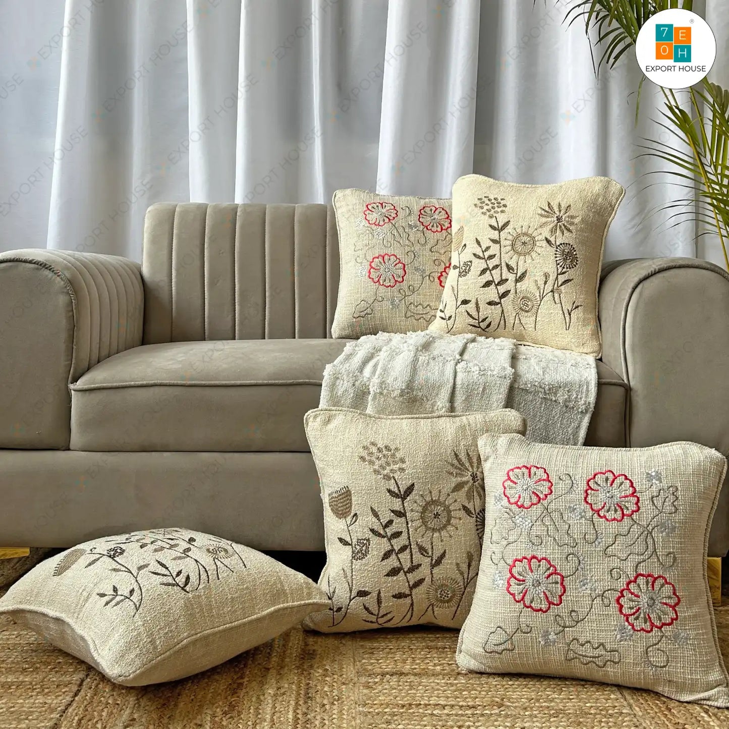 Embroidered Cushion Covers Set of 5