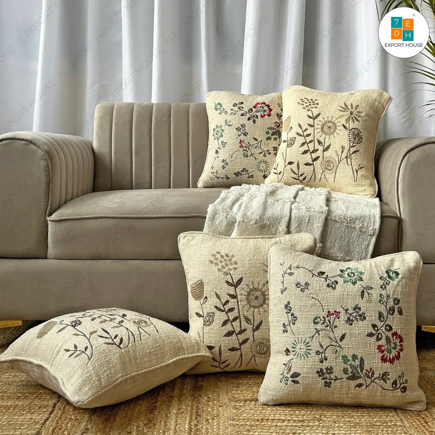 Embroidered Cushion Covers Set of 5