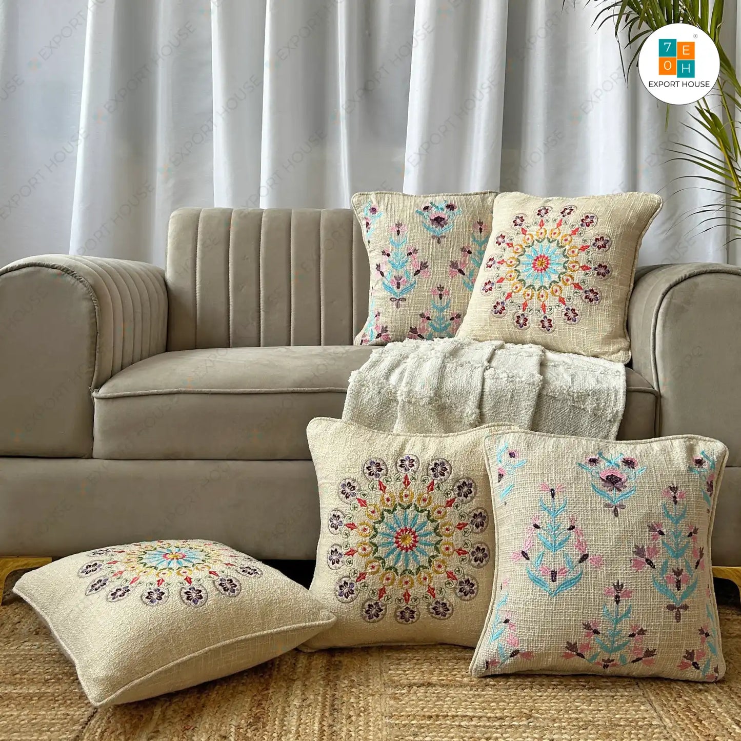 Embroidered Cushion Covers Set of 5