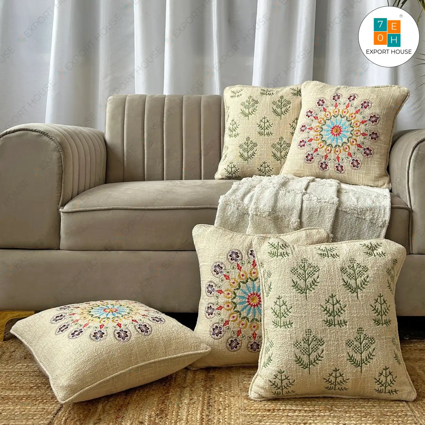 Embroidered Cushion Covers Set of 5