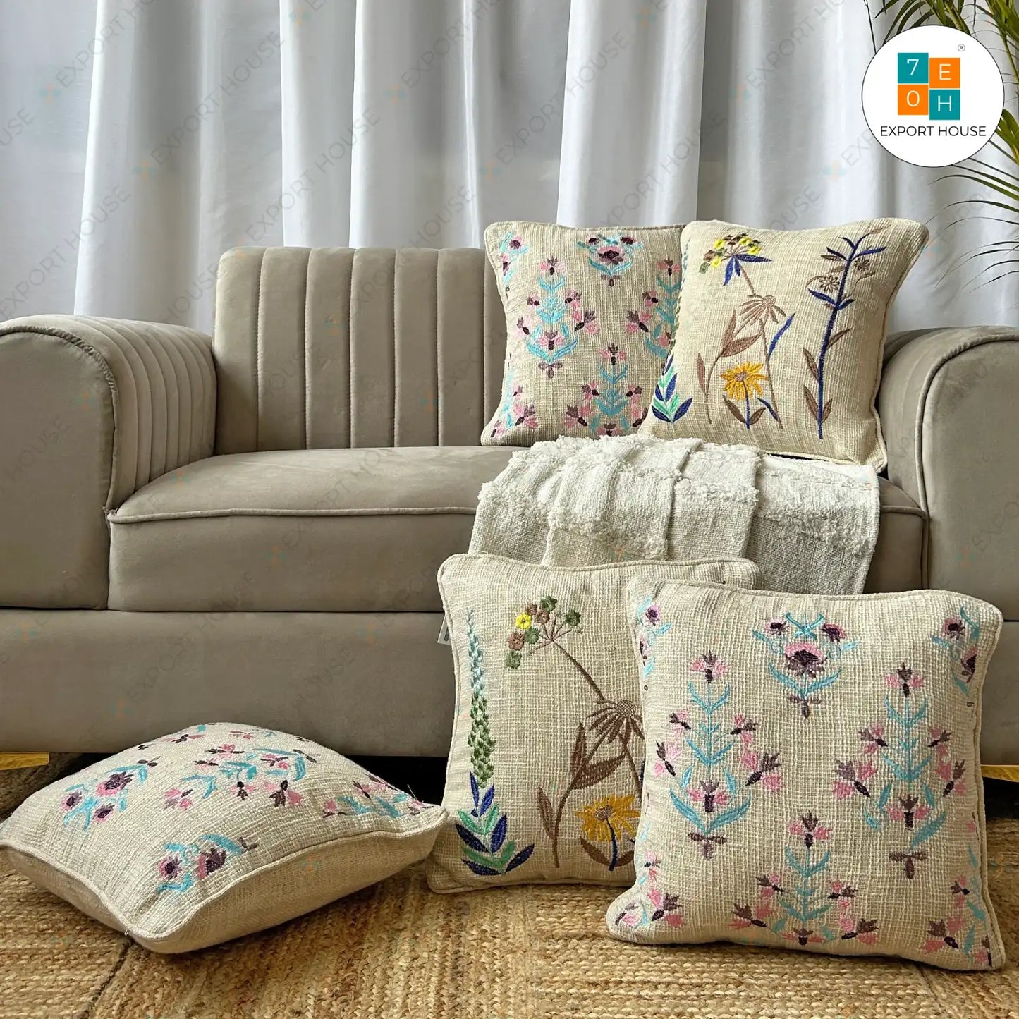 Embroidered Cushion Covers Set of 5