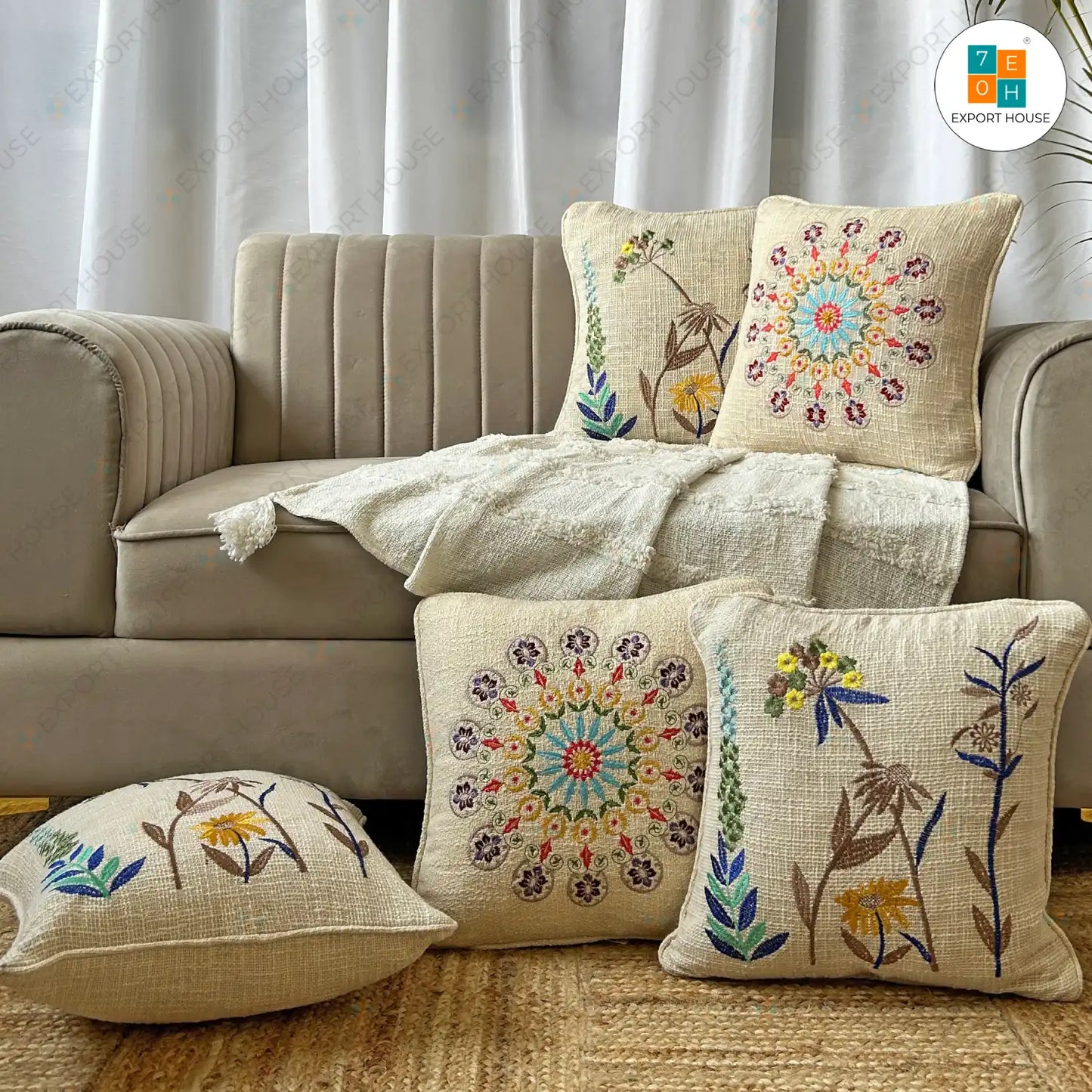 Embroidered Cushion Covers Set of 5