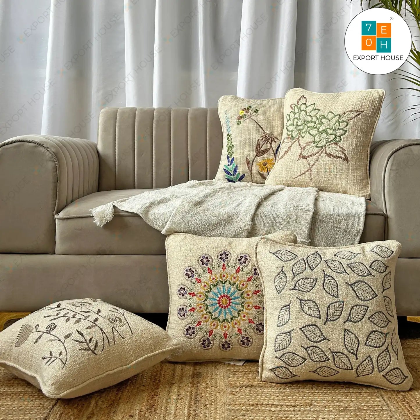 Embroidered Cushion Covers Set of 5