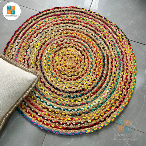 Transform Your Living Space with Solid Beauty: Hand-Woven 36-Inch Round Jute Rug