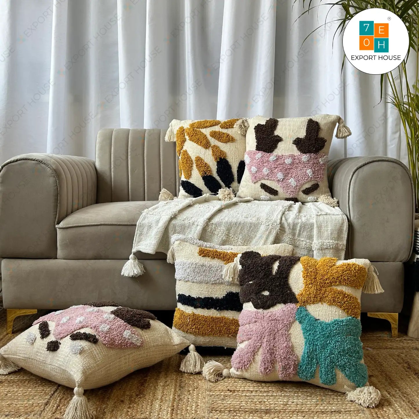 Tufted Cushion Covers Set of 5