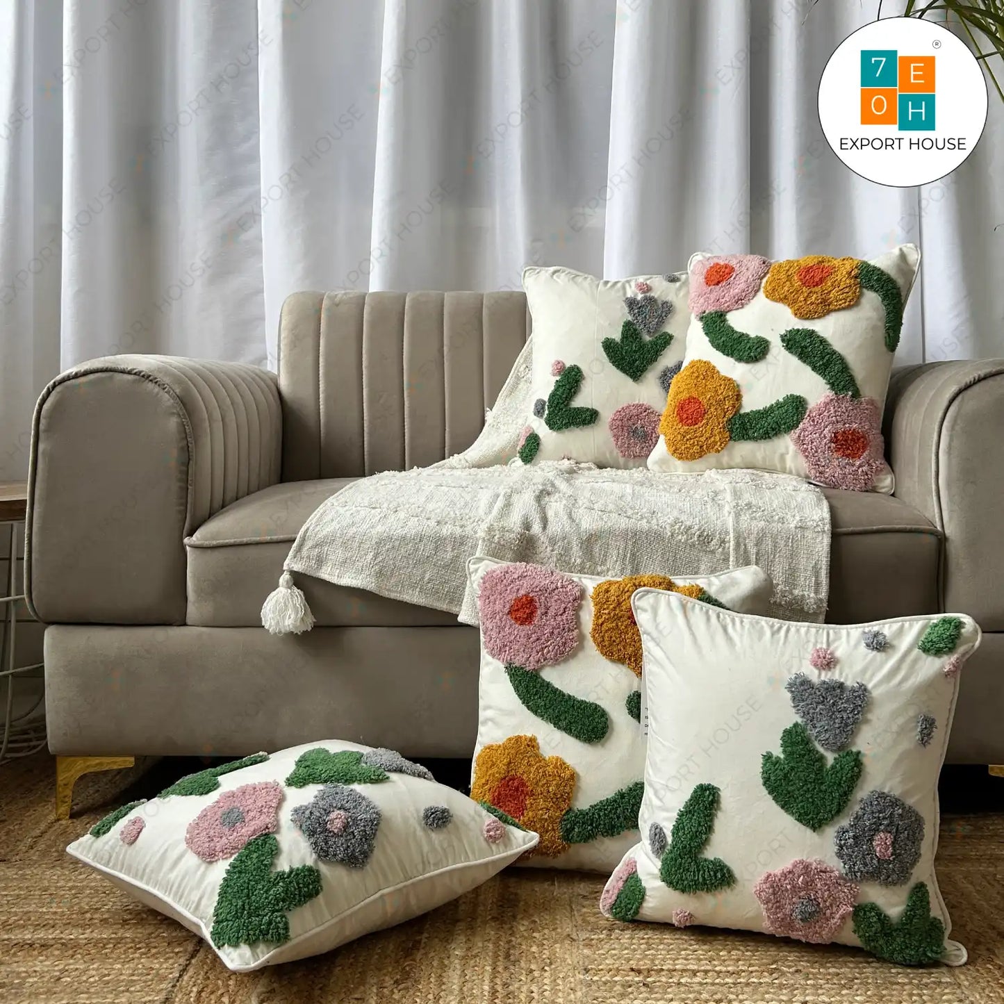 Tufted Cushion Covers Set of 5