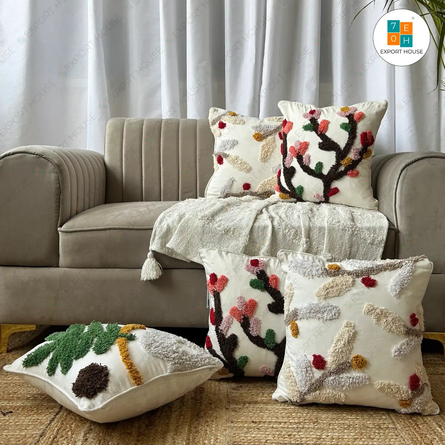 Tufted Cushion Covers Set of 5