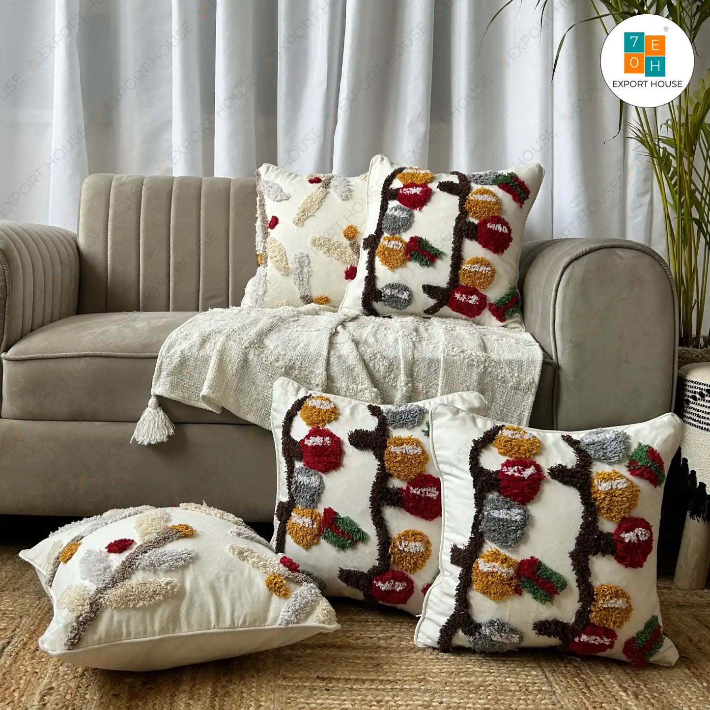 Tufted Cushion Covers Set of 5