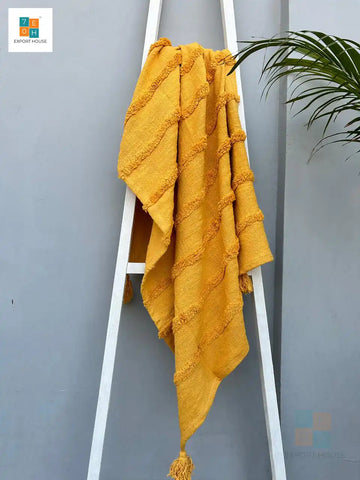 Cotton Pure Cotton Throw Blanket With Tassel