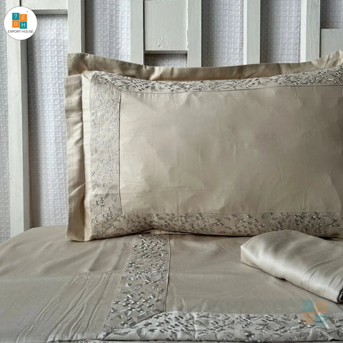 Embroidered Bed Sheet set | Hand Embroidered Bed Linen Bedsheet